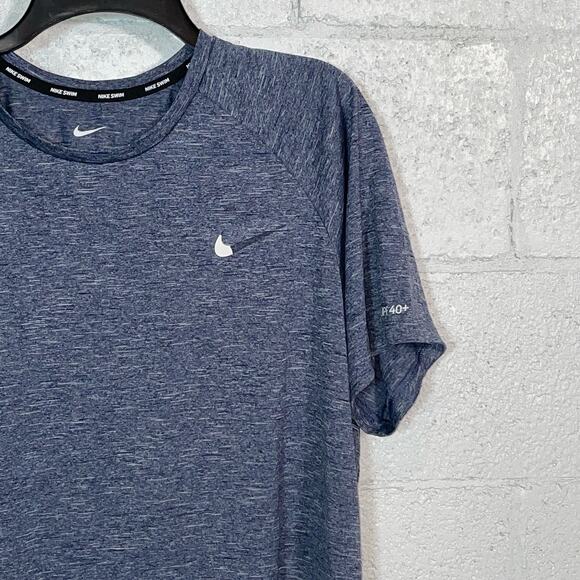 Nike Men's Hydroguard Dri-fit Stretch Upf 40+Rash Guard - Midnight Navy Xl - Picture 6 of 7